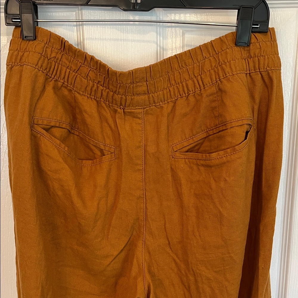 Rust Orange Wide-Leg Linen Pants - Picture 4 of 4